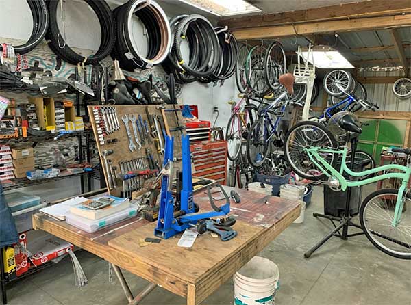 Inside shop of Lake Area Bikes